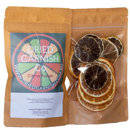 Photo of the Dried Garnish Citrus Fusion Pack from front and back